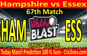 Today Match Prediction-Hampshire vs Essex-Vitality T20 Blast 2020-67th Match-Who Will Win