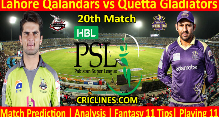LQS vs QGS-Today Match Prediction-PSL T20 2022-20th Match-Who Will Win