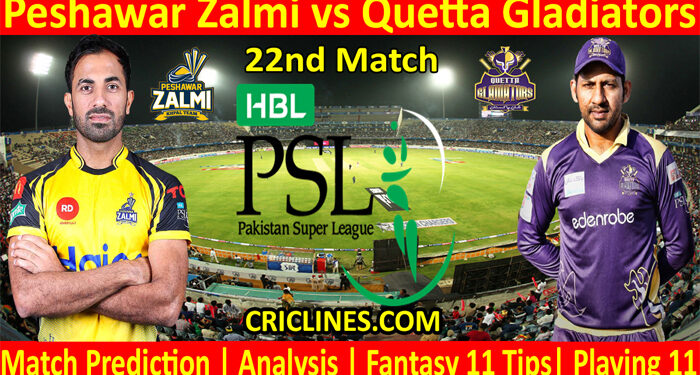 PSZ vs QGS-Today Match Prediction-PSL T20 2022-22nd Match-Who Will Win