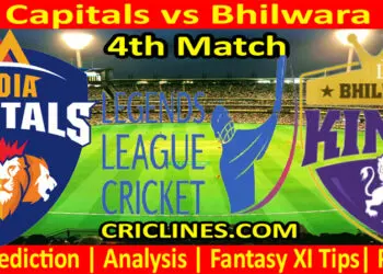 Today Match Prediction-India Capitals vs Bhilwara Kings-Dream11-LLC T20-4th Match-Who Will Win