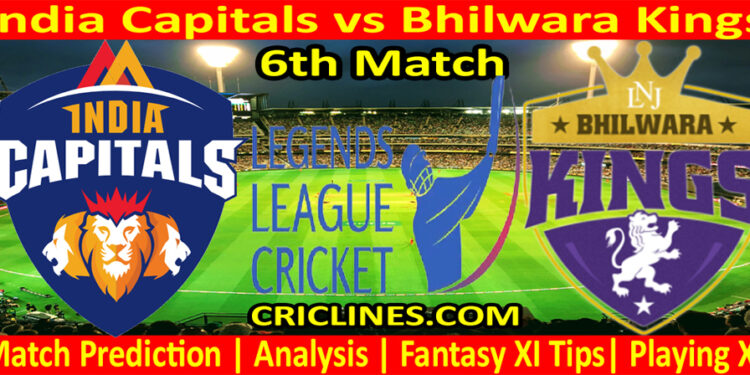 Today Match Prediction-India Capitals vs Bhilwara Kings-Dream11-LLC T20-6th Match-Who Will Win