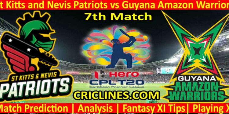 Today Match Prediction-St Kitts and Nevis Patriots vs Guyana Amazon Warriors-CPL T20 2022-7th Match-Who Will Win