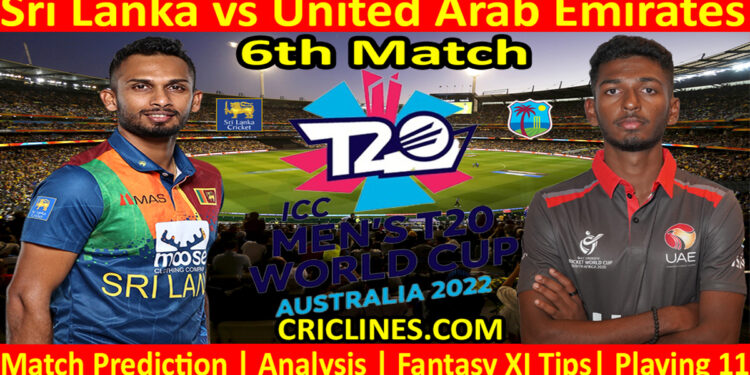 Today Match Prediction-SL vs UAE-ICC T20 World Cup 2022-6th Match-Who Will Win
