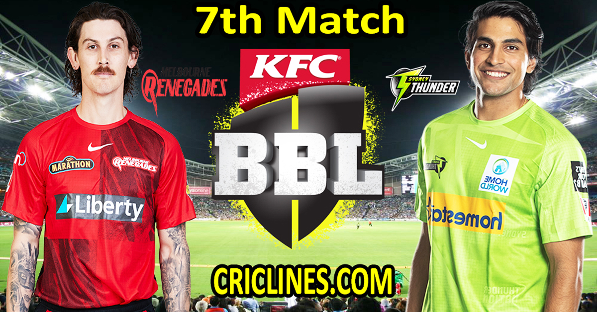 Today Match Prediction-Melbourne Renegades vs Sydney Thunder-Dream11-BBL T20 2022-23-7th Match-Who Will Win