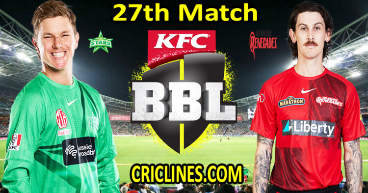 Today Match Prediction-Melbourne Stars vs Melbourne Renegades-Dream11-BBL T20 2022-23-27th Match-Who Will Win