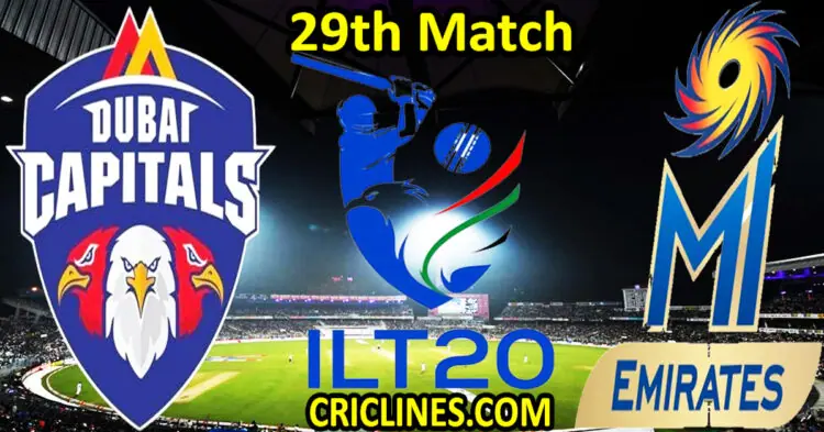 Today Match Prediction-Dubai Capitals vs MI Emirates-IL T20 2023-29th Match-Who Will Win