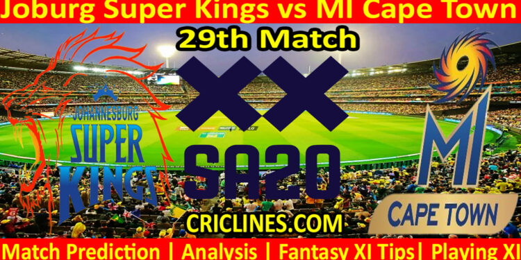 Today Match Prediction-JSK vs MICT-SA20 T20 2023-Dream11-29th Match-Who Will Win