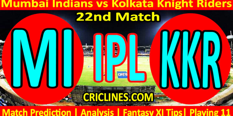 Today Match Prediction-MI vs KKR-IPL T20 2023-22nd Match-Dream11-Who Will Win