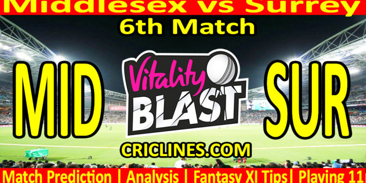 Today Match Prediction-MID vs SUR-Vitality T20 Blast 2023-Dream11-6th Match-Venue Details-Toss Update-Who Will Win