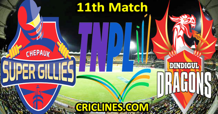 Today Match Prediction-Chepauk Super Gillies vs Dindigul Dragons-TNPL T20 2023-11th Match-Who Will Win