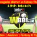 Today Match Prediction-MLRW vs SYTW-WBBL T20 2023-19th Match-Who Will Win
