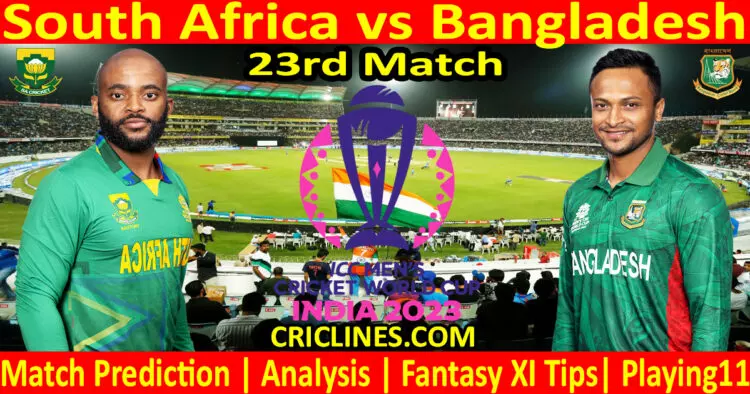 Today Match Prediction-South Africa vs Bangladesh-ODI Cricket World Cup 2023-23rd Match-Who Will Win