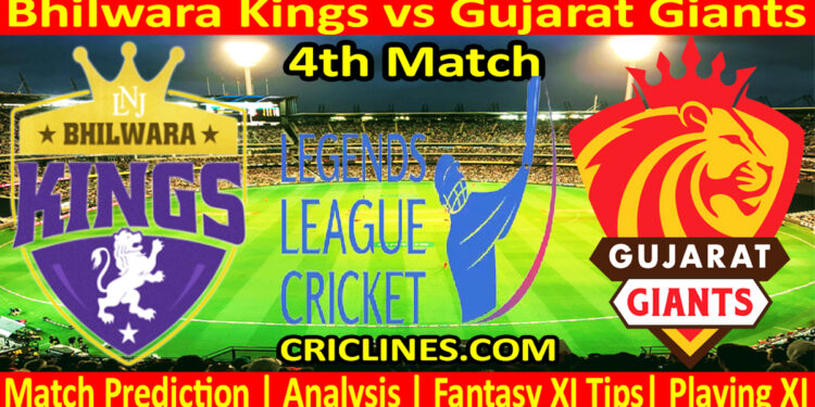 Today Match Prediction-Bhilwara Kings vs Gujarat Giants-Dream11-Legend League 2023-LLC T20-4th Match-Who Will Win