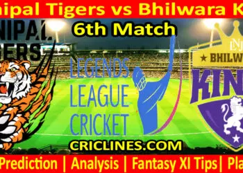 Today Match Prediction-Manipal Tigers vs Bhilwara Kings-Dream11-Legend League 2023-LLC T20-6th Match-Who Will Win