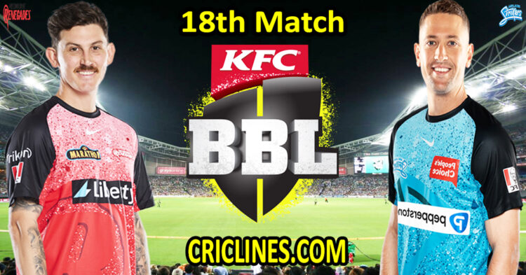 Today Match Prediction-Melbourne Renegades vs Adelaide Strikers-Dream11-BBL T20 2023-24-18th Match-Who Will Win