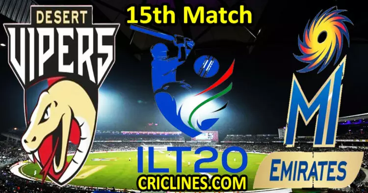 Today Match Prediction-Desert Vipers vs MI Emirates-IL T20 2024-15th Match-Who Will Win