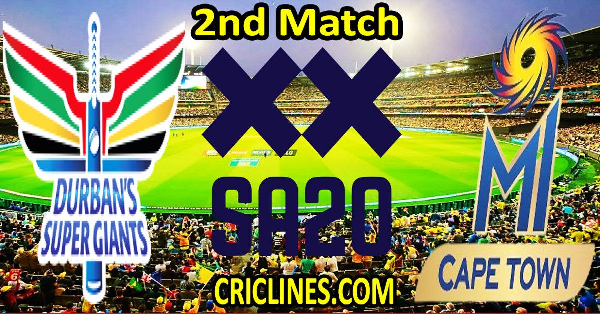 Today Match Prediction-Durban Super Giants vs MI Cape Town-SA20 T20 2024-Dream11-2nd Match-Who Will Win