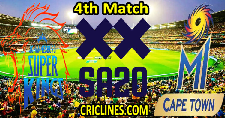Today Match Prediction-Joburg Super Kings vs MI Cape Town-SA20 T20 2024-Dream11-4th Match-Who Will Win