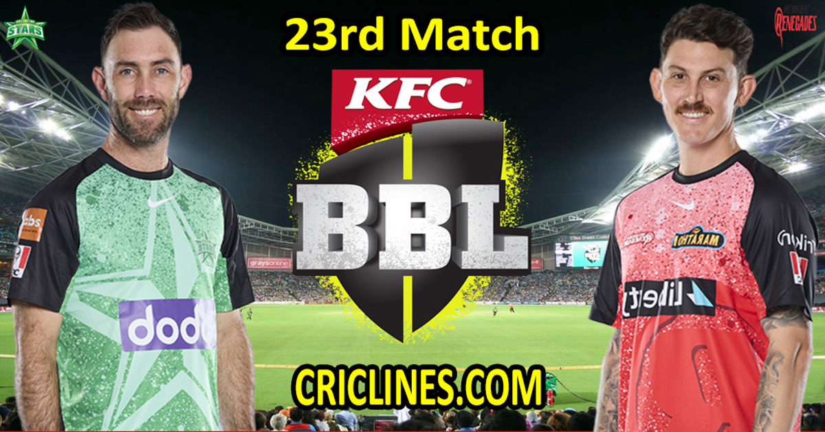 Today Match Prediction-Melbourne Stars vs Melbourne Renegades-Dream11-BBL T20 2023-24-23rd Match-Who Will Win