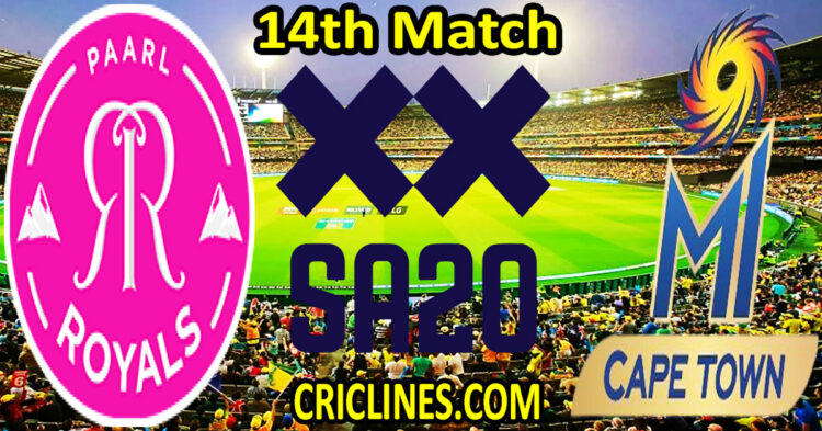 Today Match Prediction-Paarl Royals vs MI Cape Town-SA20 T20 2024-Dream11-14th Match-Who Will Win