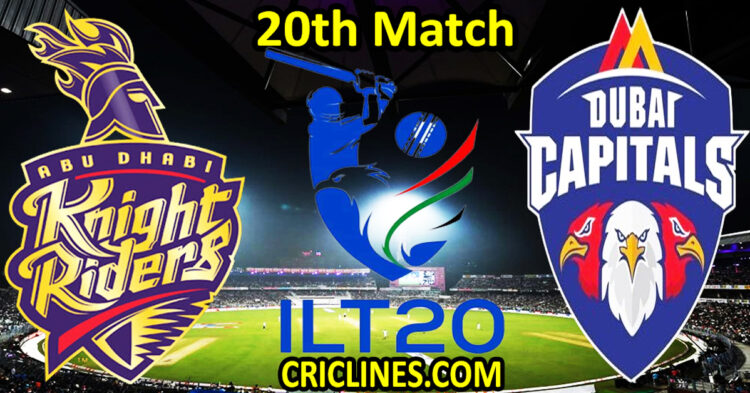 Today Match Prediction-Abu Dhabi Knight Riders vs Dubai Capitals-IL T20 2024-20th Match-Who Will Win