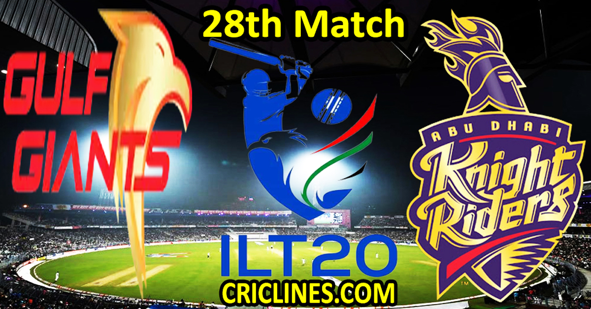 Today Match Prediction-Gulf Giants vs Abu Dhabi Knight Riders-IL T20 2024-28th Match-Who Will Win