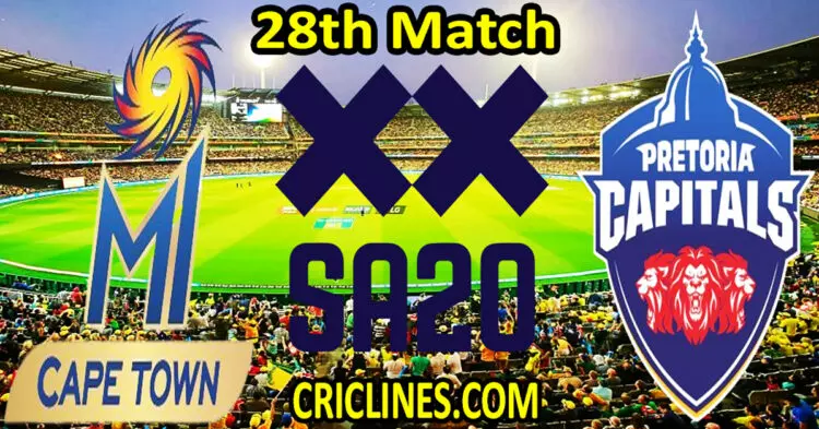 Today Match Prediction-MI Cape Town vs Pretoria Capitals-SA20 T20 2024-Dream11-28th Match-Who Will Win