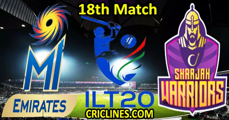 Today Match Prediction-MI Emirates vs Sharjah Warriors-IL T20 2024-18th Match-Who Will Win