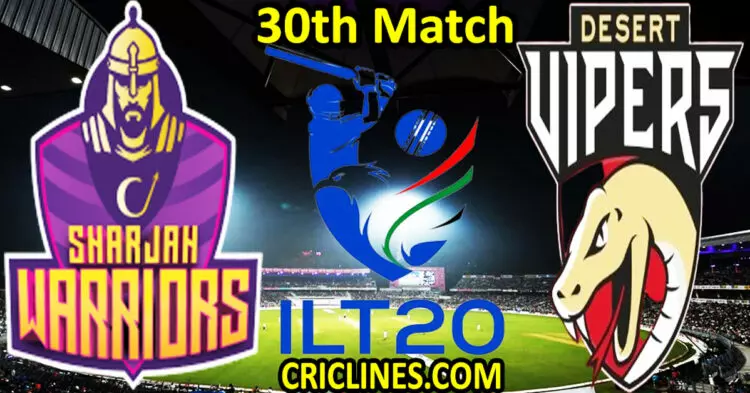 Today Match Prediction-Sharjah Warriors vs Desert Vipers-IL T20 2024-30th Match-Who Will Win