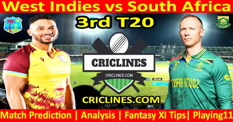 Today Match Prediction-WI vs SA-3rd T20-2024-Dream11-Who Will Win Today