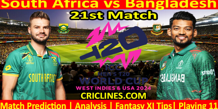 Today Match Prediction-SA vs BAN-Dream11-ICC T20 World Cup 2024-21st Match-Who Will Win