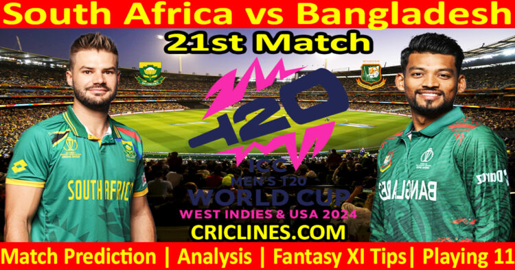 Today Match Prediction-SA vs BAN-Dream11-ICC T20 World Cup 2024-21st Match-Who Will Win