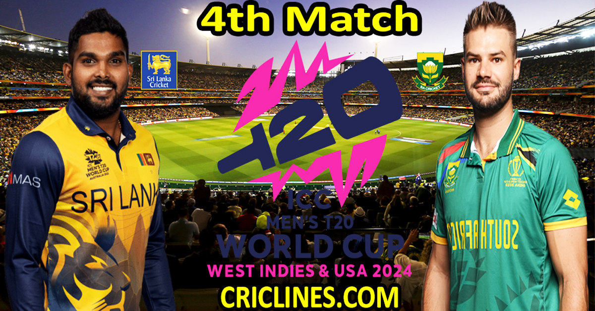 Today Match Prediction-Sri Lanka vs South Africa-Dream11-ICC T20 World Cup 2024-4th Match-Who Will Win