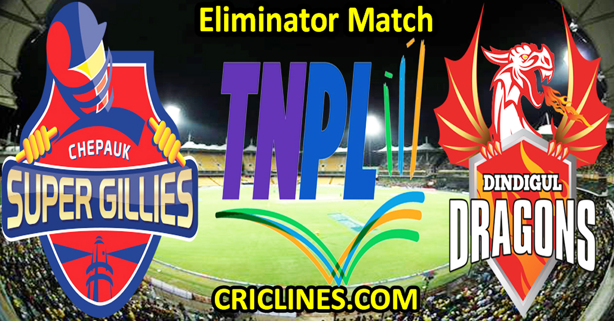 Today Match Prediction-Chepauk Super Gillies vs Dindigul Dragons-TNPL T20 2024-Eliminator Match-Who Will Win