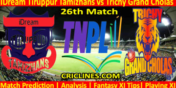 Today Match Prediction-IDT vs TGC-TNPL T20 2024-26th Match-Who Will Win