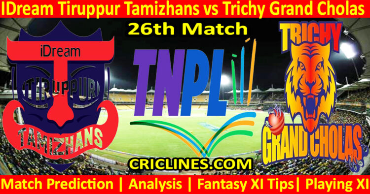 Today Match Prediction-IDT vs TGC-TNPL T20 2024-26th Match-Who Will Win