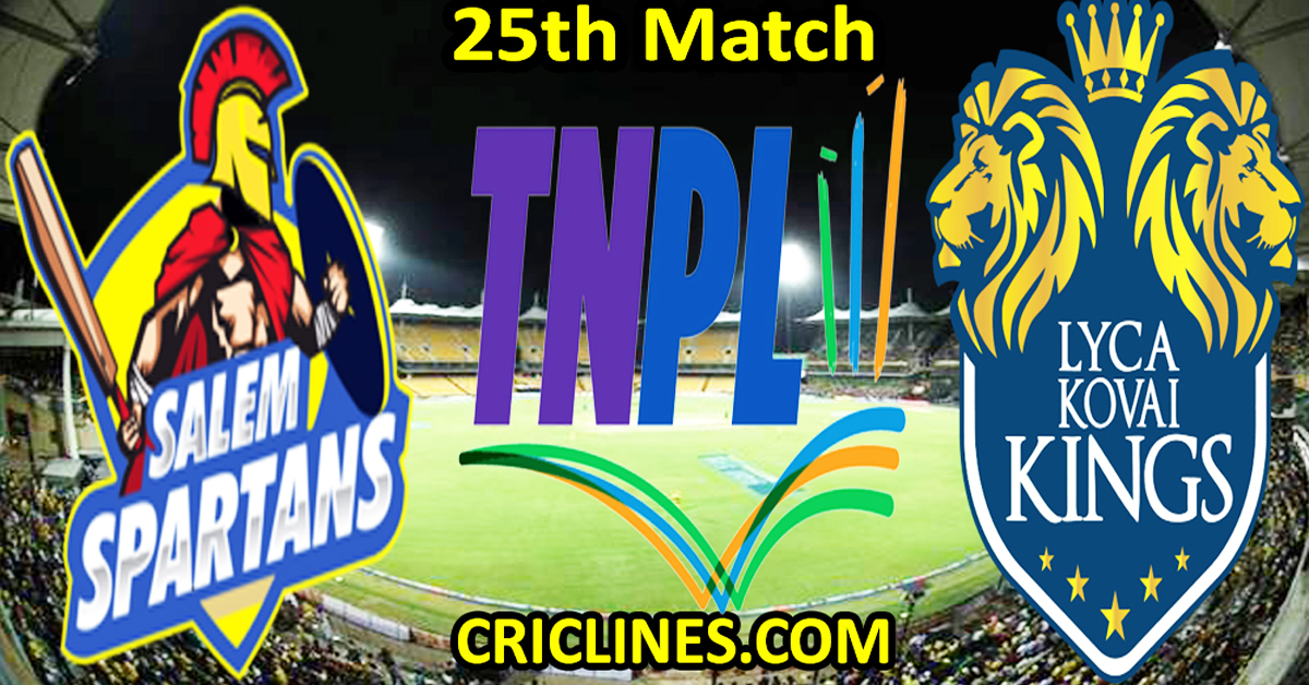 Today Match Prediction-Salem Spartans vs Lyca Kovai Kings-TNPL T20 2024-25th Match-Who Will Win