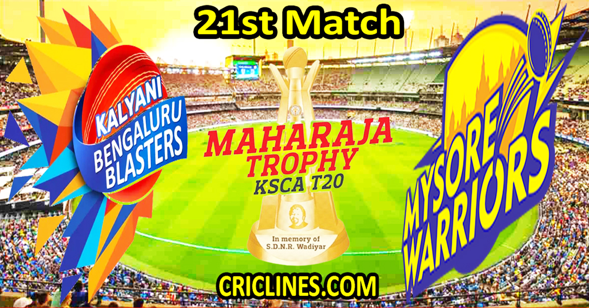 Today Match Prediction-Bengaluru Blasters vs Mysore Warriors-Dream11-Maharaja Trophy KSCA T20-2024-21st Match-Who Will Win