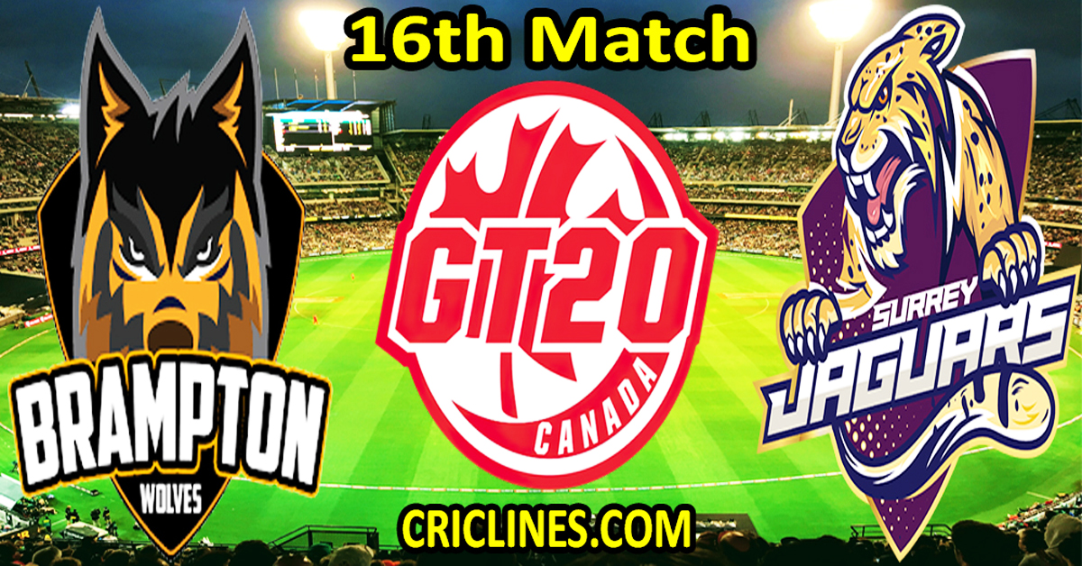 Today Match Prediction-Brampton Wolves vs Surrey Jaguars-Dream11-GT20-2024-16th Match-Who Will Win