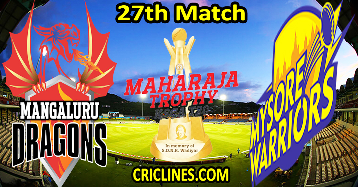 Today Match Prediction-Mangalore Dragons vs Mysore Warriors-Dream11-Maharaja Trophy KSCA T20-2024-27th Match-Who Will Win