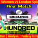 Today Match Prediction-Welsh Fire Women vs London Spirit Women-The Hundred Womens Competition 2024-Final Match-Who Will Win