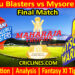 Today Match Prediction-BBS vs MWS-Dream11-Maharaja Trophy KSCA T20-2024-Final Match-Who Will Win