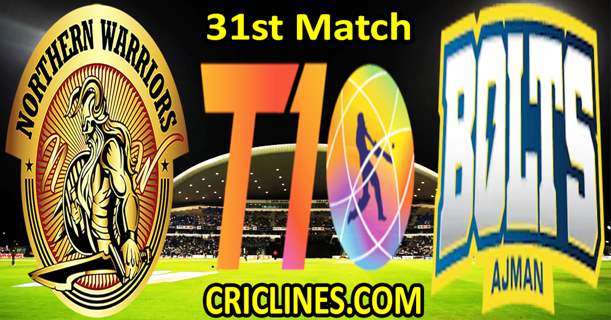 Today Match Prediction-Northern Warriors vs Ajman Bolts-Dream11-Abu Dhabi T10 League-2024-31st Match-Who Will Win