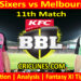 Today Match Prediction-SYS vs MLS-Dream11-BBL T20 2024-25-11th Match-Who Will Win