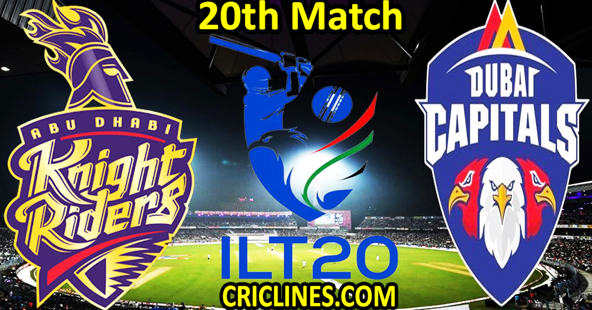 Today’s Match Prediction – Abu Dhabi Knight Riders vs Dubai Capitals – IL T20 2025-20 1st Match – Who will win?