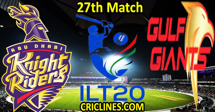 Today Match Prediction-Abu Dhabi Knight Riders vs Gulf Giants-IL T20 2025-27th Match-Who Will Win