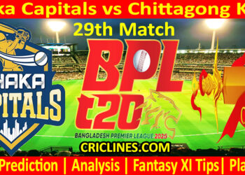 Today Match Prediction-DC vs CKS-Dream11-BPL T20-2024-25-29th Match-Who Will Win