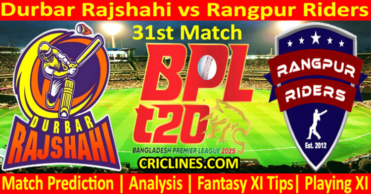 Today Match Prediction-DR vs RR-Dream11-BPL T20-2024-25-31st Match-Who Will Win