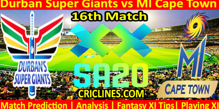 Today Match Prediction-DSG vs MICT-SA20 T20 2025-Dream11-16th Match-Who Will Win