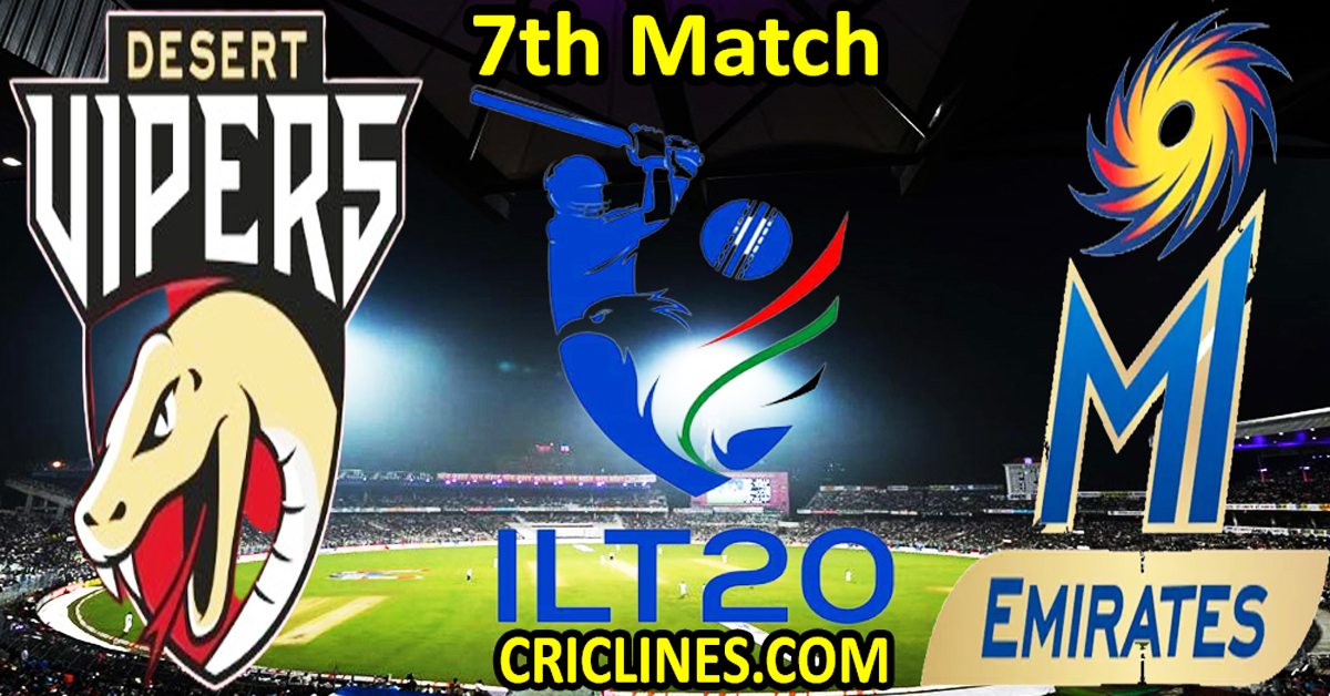 Today Match Prediction-Desert Vipers vs MI Emirates-IL T20 2025-7th Match-Who Will Win